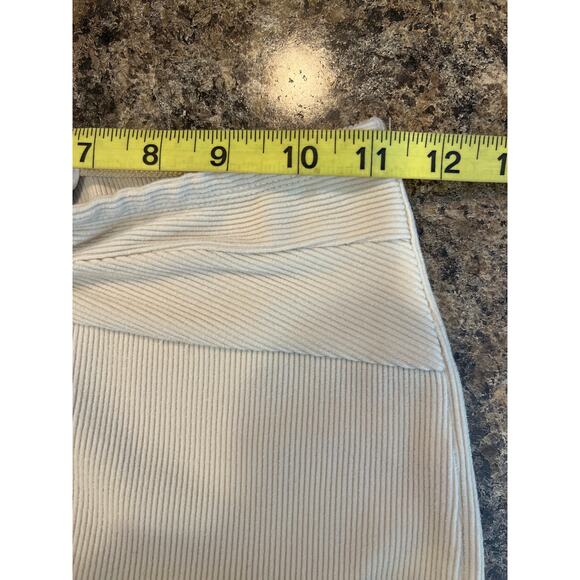 Princess Polly Cream Ribbed V Front Flare Pants Size 4 - Picture 7 of 8